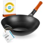 Small Yosukata Wok ze Stali Czarnej 34cm (z płaskim dnem, wstępnie sezonowany)