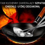 Small Yosukata Zestaw 3 Narzędzi Odpornych na Ciepło - Łopatka Łyżka Wazowa i Cedzak 43 cm do Woka 