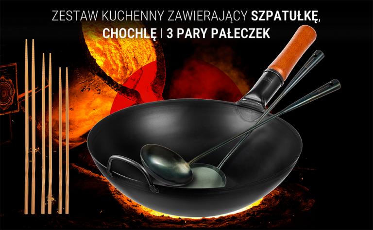 Yosukata Zestaw 5 Narzędzi Odpornych na Ciepło - Chochla, Łopatka do Smażenia 43cm i 3 Pary Pałeczek Kuchennych