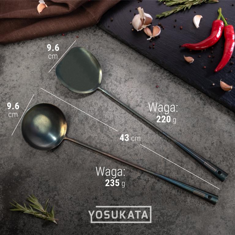 Yosukata Zestaw 5 Narzędzi Odpornych na Ciepło - Chochla, Łopatka do Smażenia 43cm i 3 Pary Pałeczek Kuchennych