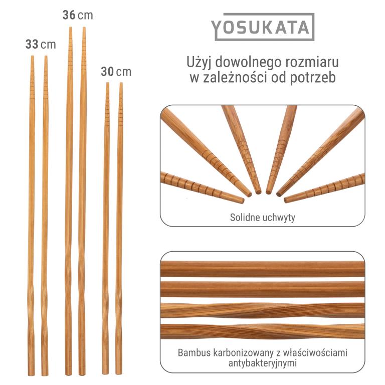 Yosukata Zestaw 5 Narzędzi Odpornych na Ciepło - Chochla, Łopatka do Smażenia 43cm i 3 Pary Pałeczek Kuchennych