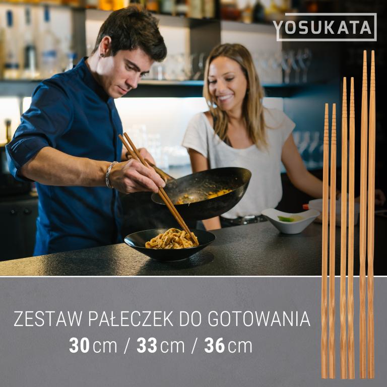 Yosukata Zestaw 5 Narzędzi Odpornych na Ciepło - Chochla, Łopatka do Smażenia 43cm i 3 Pary Pałeczek Kuchennych