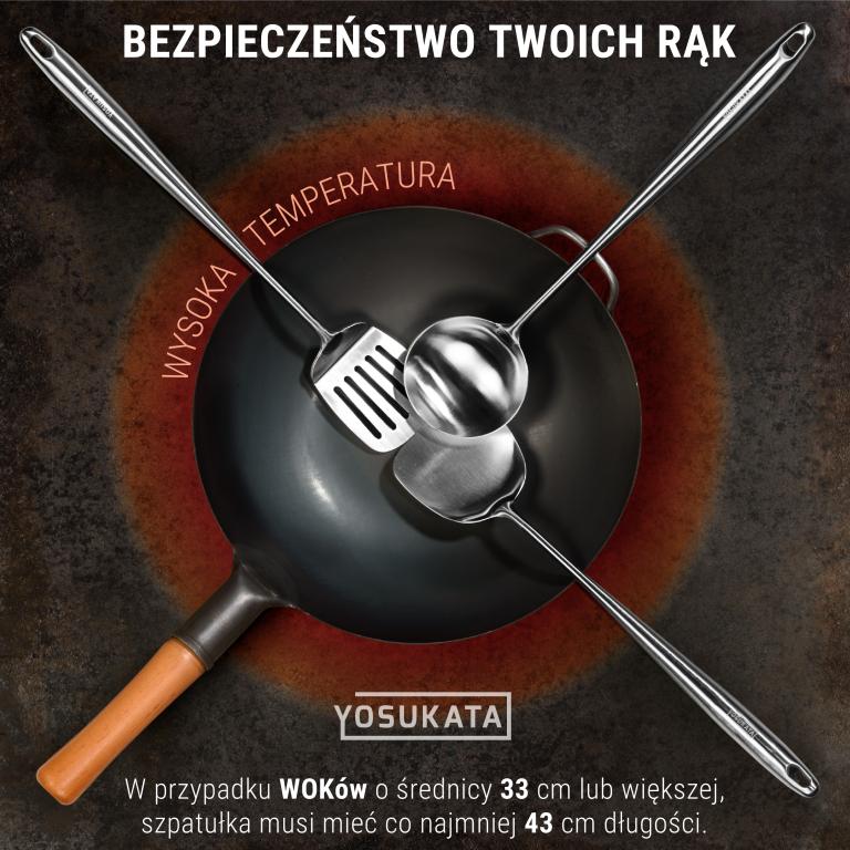 Yosukata Zestaw 3 Narzędzi Odpornych na Ciepło - Łopatka Łyżka Wazowa i Łopatka do Przewracania 43 cm do Woka