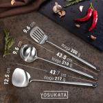 Small Yosukata Zestaw 3 Narzędzi Odpornych na Ciepło - Łopatka Łyżka Wazowa i Łopatka do Przewracania 43 cm do Woka