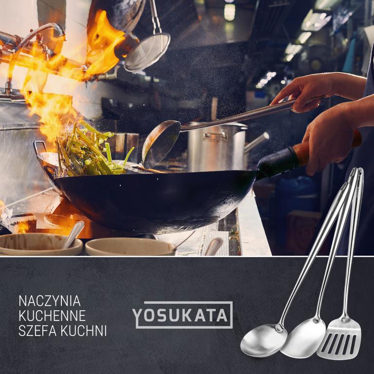 Yosukata Zestaw 3 Narzędzi Odpornych na Ciepło - Łopatka Łyżka Wazowa i Łopatka do Przewracania 43 cm do Woka