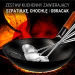 Small Yosukata Zestaw 3 Narzędzi Odpornych na Ciepło - Łopatka Łyżka Wazowa i Łopatka do Przewracania 43 cm do Woka