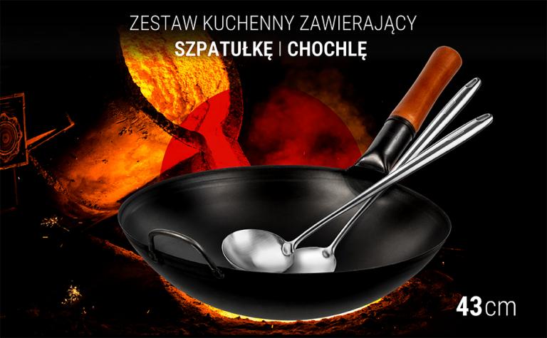 Yosukata Zestaw 2 Narzędzi Odpornych na Ciepło - Łopatka i Łyżka Wazowa 43 cm do Woka