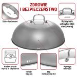 Small Yosukata Przykrywka z Nierdzewnej Stali z Wkładką z Hartowanego Szkła 32,5cm (Do Woka 34cm)