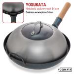 Small Yosukata Przykrywka z Nierdzewnej Stali z Wkładką z Hartowanego Szkła 32,5cm (Do Woka 34cm)
