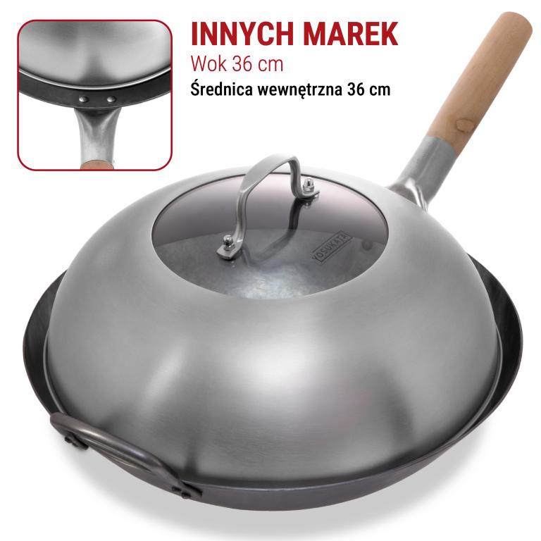 Yosukata Przykrywka z Nierdzewnej Stali z Wkładką z Hartowanego Szkła 32,5cm (Do Woka 34cm)