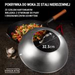 Small Yosukata Przykrywka z Nierdzewnej Stali z Wkładką z Hartowanego Szkła 32,5cm (Do Woka 34cm)