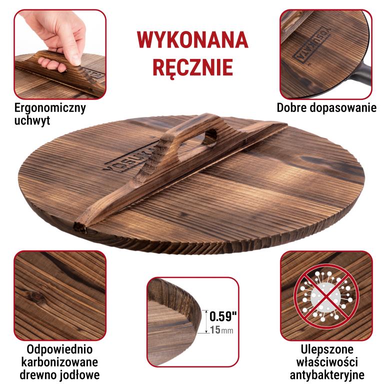 Yosukata Pokrywka Drewniana z Ergonomiczną Rączką 34 cm