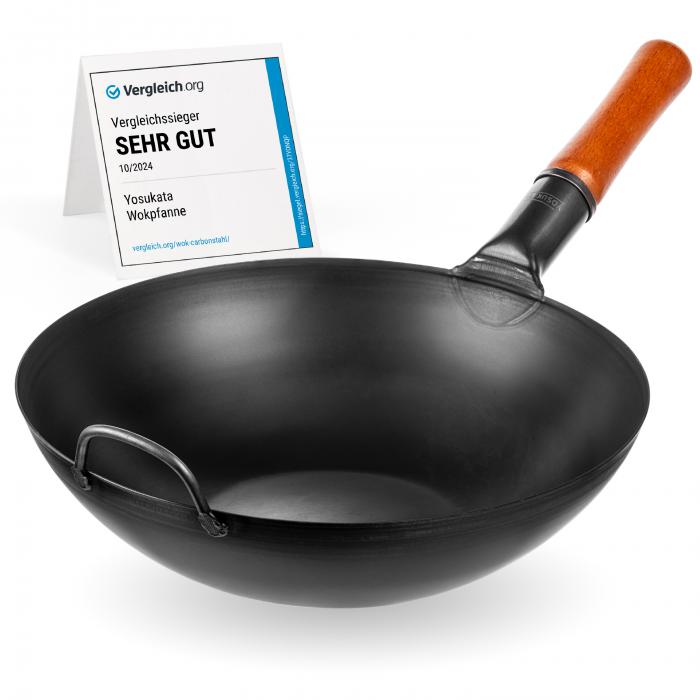 Wok ze Stali Czarnej 34cm (z płaskim dnem, wstępnie sezonowany)