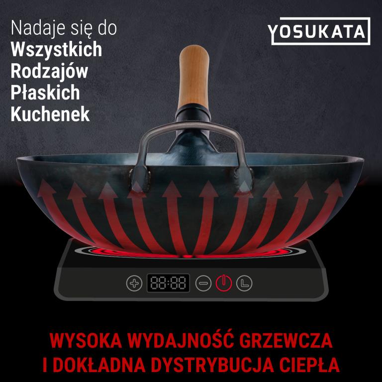 Yosukata Wok ze Stali Niebieski 34cm (z płaskim dnem, wstępnie sezonowany)
