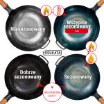 Small Yosukata Wok ze Stali Niebieski 34cm (z płaskim dnem, wstępnie sezonowany)