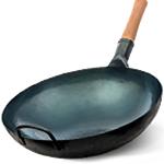 Small Yosukata Wok ze Stali Niebieski 36cm (z okrągłym dnem, wstępnie sezonowany) 