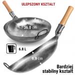 Small Yosukata Wok ze Stali Niebieski 36cm (z okrągłym dnem, niesezonowany) 
