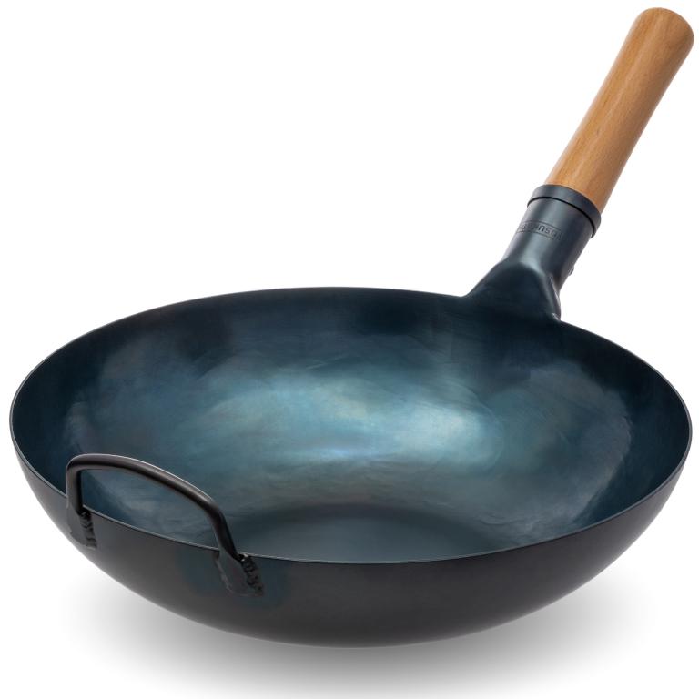 Yosukata Wok ze Stali Niebieski 34cm (z płaskim dnem, wstępnie sezonowany)
