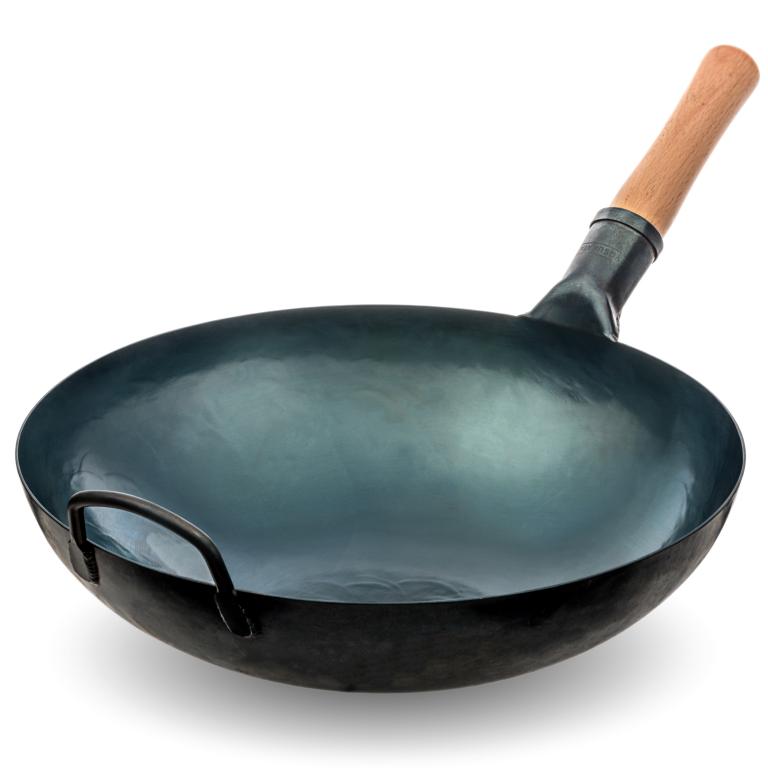 Yosukata Wok ze Stali Niebieski 36cm (z okrągłym dnem, wstępnie sezonowany) 