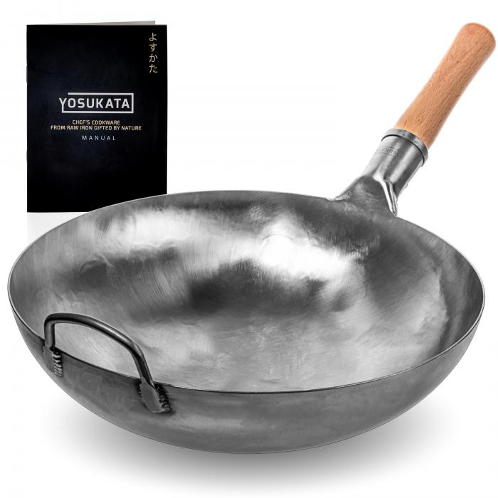 Wok ze Stali Niebieski 36cm (z okrągłym dnem, niesezonowany)